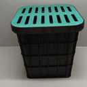 Catch Basin with Grate 15 x 15 x 15 Inch Square Large Catch Basin for Drainage with Debris Basket French Drain Without Reserved Hole for Yard, Downspout, Lawn, Municipal Pipeline (Green,black)