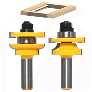 2PCS Rail and Stile Router Bit Set 1/2 Shank, Round Over Style Cabinet Door Router Bit, Carbide-Tipped Cutters for Raise Panel Making Router Kitchen Door & Window Bits