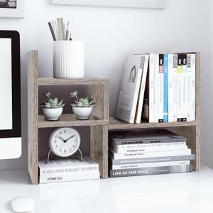 Jerry & Maggie Office Desk Organizers and Accessories for College Dorm Decor, Supplies Wooden Desk Organizer for Plants, Cubicle Shelf of Makeup Organizer for Cute Room Decor, Grey Oak (6.8"D x 22.5"W x 15.35"H)