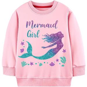 Girls Cotton Crewneck Sweatshirt Size 2-10 Years Toddler Girls Kid Graphic Shirts (Pink) 4T