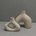 Ceramic Vases for Home Decor, Set of 2 White Ceramic Vase, Large Ceramic Vase, Boho Modern Vases for Living Room, Office, Shelf, Mantel, Table, Fireplace