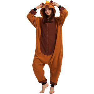 Cute Capybara Onesie Pajamas Adult Halloween Onesie Pajamas with Orange Hood (Medium)