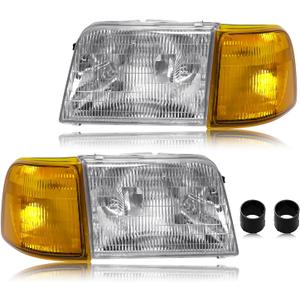 Headlight Assembly With Corner Light Kit Compatible with Ford Ranger 1993-1997, OE-Style Halogen Headlamp Replacement for FO2503115, FO2502119, FO2503173, FO2502173, 4Pcs Pair Set without Bulb