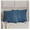 Blue Soft Corduroy Throw Pillow Covers 16x16 inch Set of 6 with Invisible Zipper for Sofa Couch Bed,Decorative Boho Solid Square Striped Cushion Covers