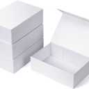 4 Pack 12x8x4 Inches Gift Boxes with Magnetic Closure Lids, White Magnetic Box for Wedding, Groomsmen Bridesmaid Proposal, Birthdays, Mother's Day