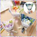 Wavwavw 3 Pcs Teacher Appreciation Gifts Crochet Handmade Positive Mini Crochet Flower Bouquet Thank You for Helping Me Grow Teachers Gifts for Graduation Teacher Appreciation Week Women Men (Pastel)