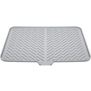Luxet Silicone Dish Drying Mat with Built-in Drain Lip - Hygienic Drying Pad - Sturdy Compact Easy to Clean Tray Protects Surfaces Prevents Water Build Up - 23 X 17 (Grey)