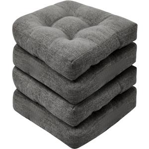 Basic Beyond Chair Cushions for Dining Chairs, Non-Slip Chair Pads, Thick Seat Cushions for Dining Room Chairs, Kitchen Chair Cushions Set of 4, 17" x 17" x 4", Dark Grey