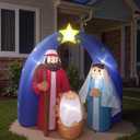 6FT Christmas Inflatable Outdoor Decoration Nativity Scene  Yard Decoration Inflatable Nativity Set with LED Lights, for Outdoor and Indoor Holiday Parties, Lawn, and Garden Decoration.