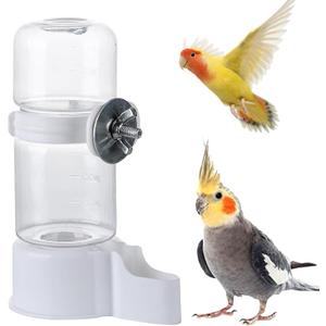Automatic Pet Bird Water Feeder, Water Dispenser for Cage, Bird Cage Suspended Automatic Pet Water Feeder, Parrot Feeders for Parakeet Budgie Cockatiel Lovebirds Canary Finch (140ml)