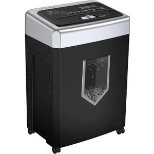 Bonsaii 15-Sheet Office Paper Shredder, 40 Mins Heavy Duty Shredder for Home Office, Crosscut Shreder with Anti-Jam System & P-4 High Security Supports CD/Credit Cards/Staple,5 Gal Pullout Bin C169-B