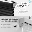 Joydeco No Tools No Drill Blinds for Indoor Windows, Cordless Window Blinds Cellular Shades Top Down Bottom Up Blackout Honeycomb Blinds Thermal Insulated Noise Reduction (Black, 31" W x 64" H)