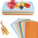 8-Piece Large Wheat Straw Tray Set, 12" x 8.7" Unbreakable Lightweight Serving Dishes for Fast Food, Crafts, Jewelry, or Organizer - Plastic Art Activity Trays (Medium)