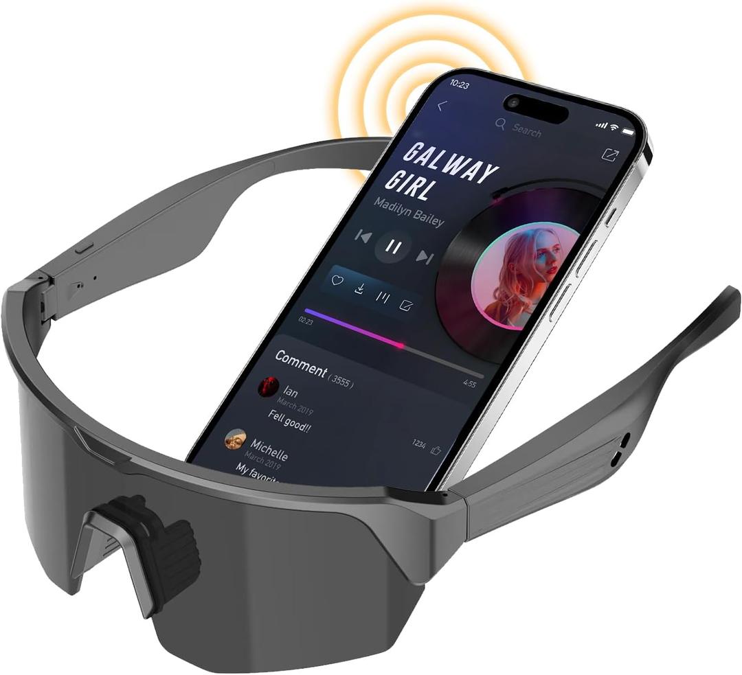Sports Smart Glasses, Running Sunglasses for Women & Men, Polarized Bluetooth Cycling Glasses, Built-in Mic & Open Ear Music Speakers, Voice Assistant, UV Protection for Outdoor Activities (Siliver)