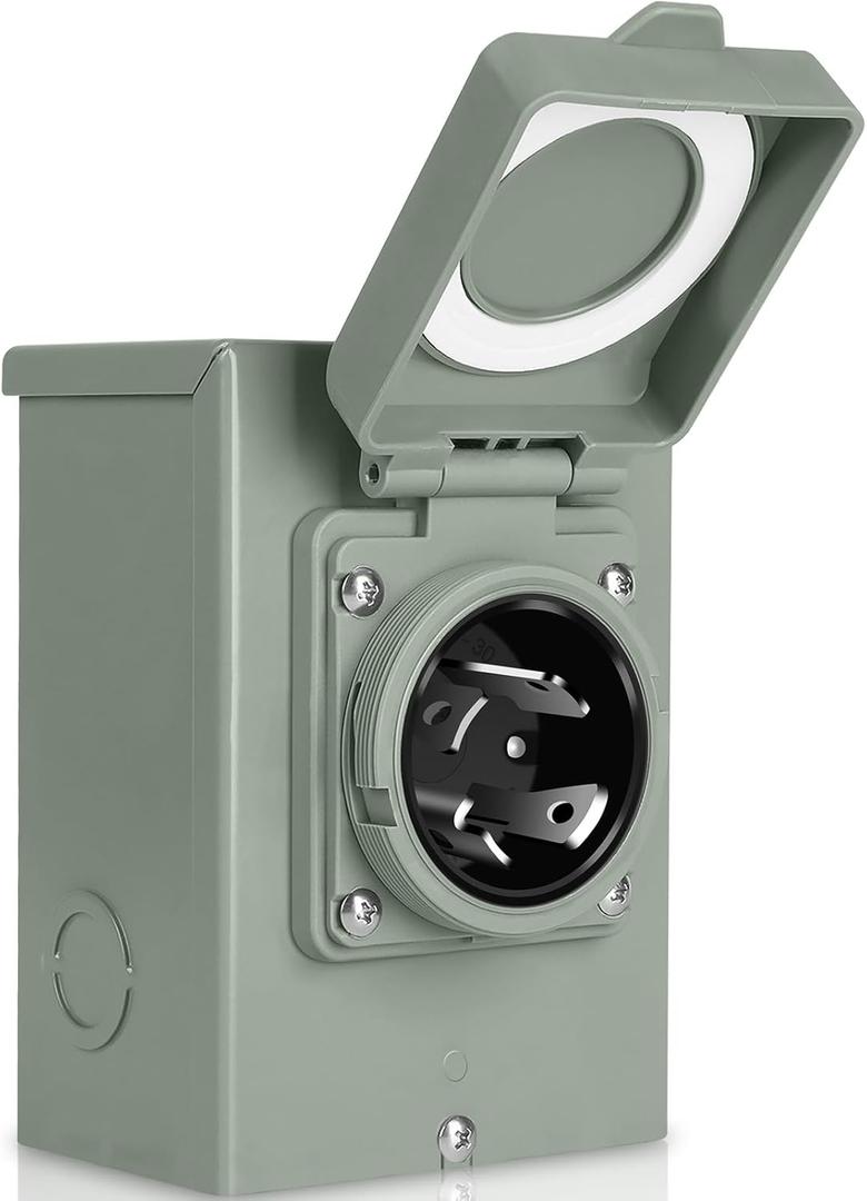 WELLUCK 30 Amp Generator Inlet Box - NEMA L14-30P Power Inlet Box for 3R 4-Prong Generator Cord, 125/250V, 7500W Weatherproof Outdoor 30a Power Inlet Box - ETL Listed, Best Partner in Emergencies
