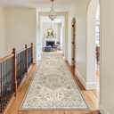 Madane 3x12 Hallway Runner Rug - Non Slip Washable 12ft Runner for Hallways Soft Vintage Kitchen Rugs Low-Pile Carpet Runner for Entryway Bathroom Thin Floor Mat for Bedroom Dining Room, Ivory/Brown