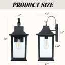 20inch Large Outdoor Wall Lights，Black Outside Porch Sconce Lighting with Matte Black Finish & Glass Shade，Anti-Rust E26 Socket Front Door Mount Lighting, Large-1 Pack