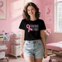 Womens Breast Cancer Shirts Fight Cancer Awareness T-Shirt Pink Ribbon Warrior Survivor Tops (Black, M)