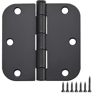 Ravinte 18 Pack Matte Black Door Hinges 3.5"x 3.5" Door Hardware Controls Rounded 5/8" Radius Corners Interior Door Hinges, Steel Bifold Residential Standard Black Hinges 3.5" for Interior Doors