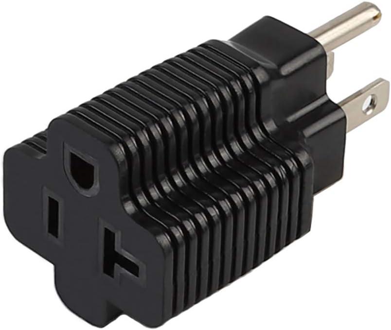 Nema 15 Amp to 20 Amp Plug Adapter ETL Listed NEMA 5-15P to 5-15/20R (Comb 20Amp T Blade) 15 Amp Household Plug to 20 Amp T-Blade AC Power Adapter (1 Pack)