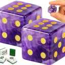 2 Pcs Mahjong Crystal Dice 17mm Crystal D6 Dice Set Spiritual Decor Polished Energy Stone Mahjong Sieve Accessories for Tabletop Game Board Games Casino, Craps