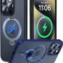 2024 New Upgrade360 Spin Titanium Magnetic Stand for iPhone 13 Pro Case [16FT Military Grade Shockproof] [Fit for MagSafe] Matte Translucent Slim Kickstand iPhone 13Pro Phone Cover 6.1'', Black