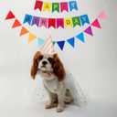5 x Colorful Happy Birthday Banner with 12pcs Pennant Banner Flags, Rainbow Happy Birthday Sign with Shiny Gold Letters, Party Decorations for Boys Girls, DIY Party Supplies (Multi-color)