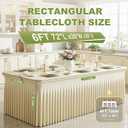 6FT Ivory Rectangular Tablecloth - Washable & Wrinkle-Free Stretch Fit with Table Skirt Design for 72 Inch Tables, Perfect for Wedding Parties Banquet Ideal for Event Planner & Home Host