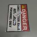 2PCS Danger - Construction Area, Authorized Personnel Only Sign Sticker, Self-adhesive Waterproof Durable Keep Out Warning Sign, Industrial Safety Signs for Construction Site, Project Entrance