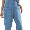 GREAIDEA High Roller Denim Jumpsuits for Women Casual Sleeveless Loose Baggy Overalls Jeans Pants Jumpers with Pockets (L)