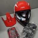 Youth Dirt Bike Helmet DOT Certified - Full Face Motorcycle Helmet for Off-Road, ATV, Street Riding, Includes Adjustable Goggles & Protective Gloves, Red, Medium