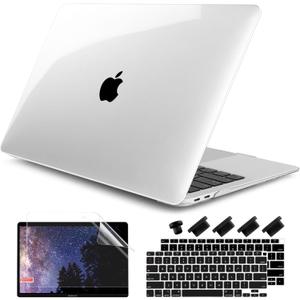 DONGKE Compatible with MacBook Air 13 inch Case 2021 2020 2019 2018 Release M1 A2337 A2179 A1932, Hard Shell Case for MacBook Air 13 inch with Retina Display Fits Touch ID - Crystal Transparent