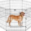 Dog Playpen - Foldable Metal Exercise Puppy Play Pen with 8 24x30in Panels - Indoor/Outdoor Pen with Door for Dogs, Cats or Small Animals by PETMAKER