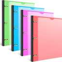 INFUN Telescoping 3 Ring Binder - 4PCS, Flexible Round Binder with Customizable Front Cover and Clear Catalog Pocket, Holds 8.5x11 inch Paper (0.75 Inch, Red+pink+ Blue+green)