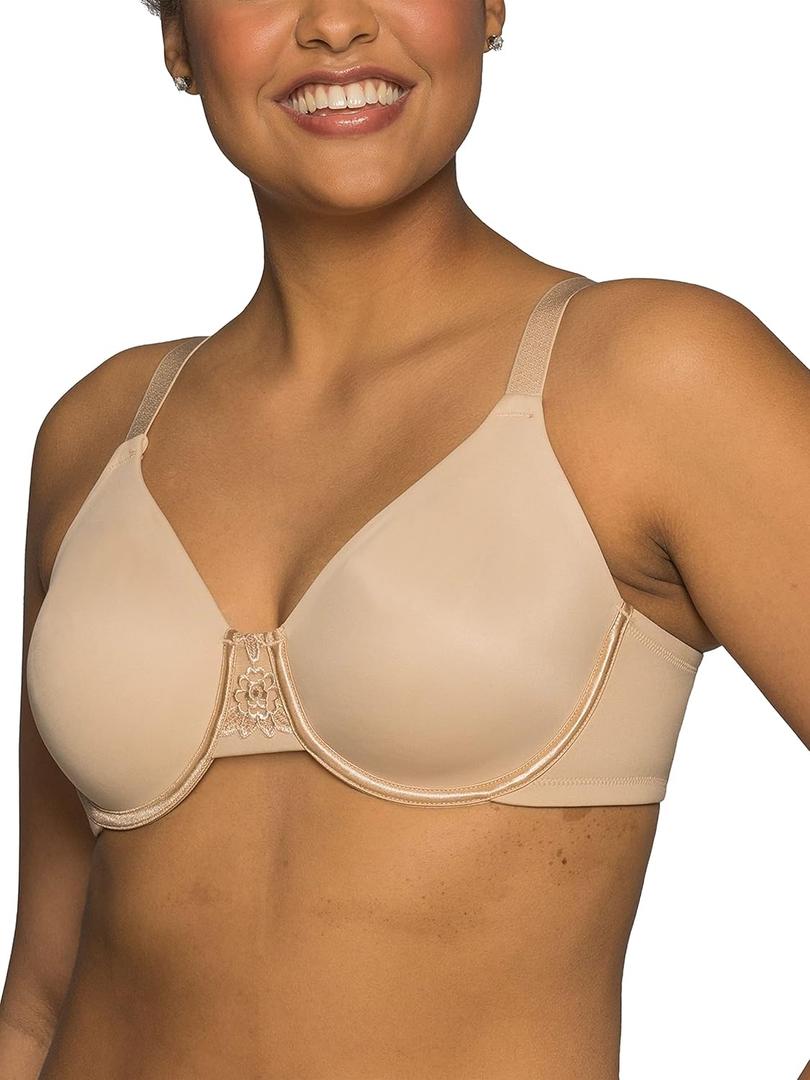 Vanity Fair Women's Beauty Back Smoothing Minimizer Bra, Minimizes Bust Line up to 1.5", Non Padded Cups up to H (46D, Damask Neutral)