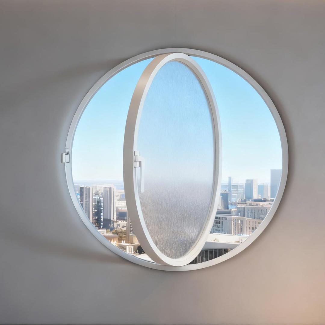 31.5IN Rotating Round Windows with Tempered Glass, 360 Rotating Sliding Windows with Handle for Bathroom/Kitchen/Bedroom/Living Replacement Indoor Ventilated Windows Decorate (White)