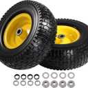 ACEBRI 13x5.00-6 Lawn Mower Tire and Wheel 13x5.00-6 Flat Free Tire Solid Rubber Tire Compatible with Riding Lawn Mower, garden tractors, With 3/4 1/2 5/8 0.1" Bushings, 3-3.8" Centered Hub, 2PCS