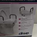 Drive Medical 2-in-1 Raised Toilet Seat with Removable Padded Arms - Elevated Bathroom Safety Support - Secure Locking Attachment - Easy Height Assistance - Durable Construction, Standard Toilets