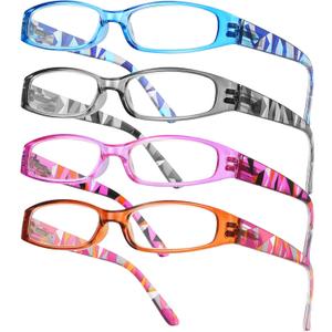 Gaoye 4-Pack Readers for Women, Blue Light Blocking Reading Glasses, Stylish Reading Glasses for Women in 4 Patterns (Color Mix,2.75 x)