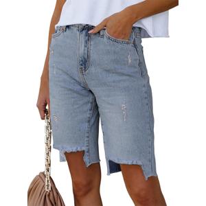 Dokotoo Women's Shorts Cotton Long Hiking Cargo Shorts for Women Bermuda 2024 Summer High Waisted Shorts Casual Golf Shorts (12)