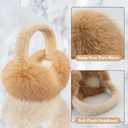 Earmuffs for Women Girls Faux Fur Fuzzy Headband Foldable Ear Covers Cold Weather Accessory (Brown 2)