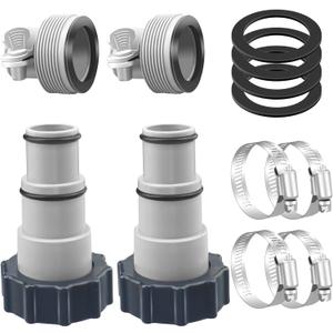 4 Pack Pool Hose Adapter, 1.5" to 1.25" Pool Hose Connector with Clamp and Washer for Intex Threaded Connection Pump Hoses Above Ground Pools Accessories