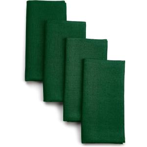 D'Moksha Homes Linen Dinner Napkins 18 x 18 Inch - 100% Pure Linen Forest Green Napkins Set of 4 - Washable Forest Green Cloth Napkins for Summer (18" x 18" (Set of 4), 05 - Forest Green)