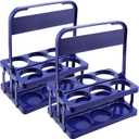2 Pack Foldable Cup Holder with Handle, 6 Cups Reusable Portable Plastic Drink Delivery Carrier, Beer Bottle Holder Plastic Cup Drinks Carrier for Car Drivers, Dark Blue