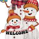 Gisafai 30" H Metal Christmas Snowman Stake Outdoor Family Yard Signs Metal Stake for Christmas for Home Lawn Garden Pathway Driveway Holiday Decoration