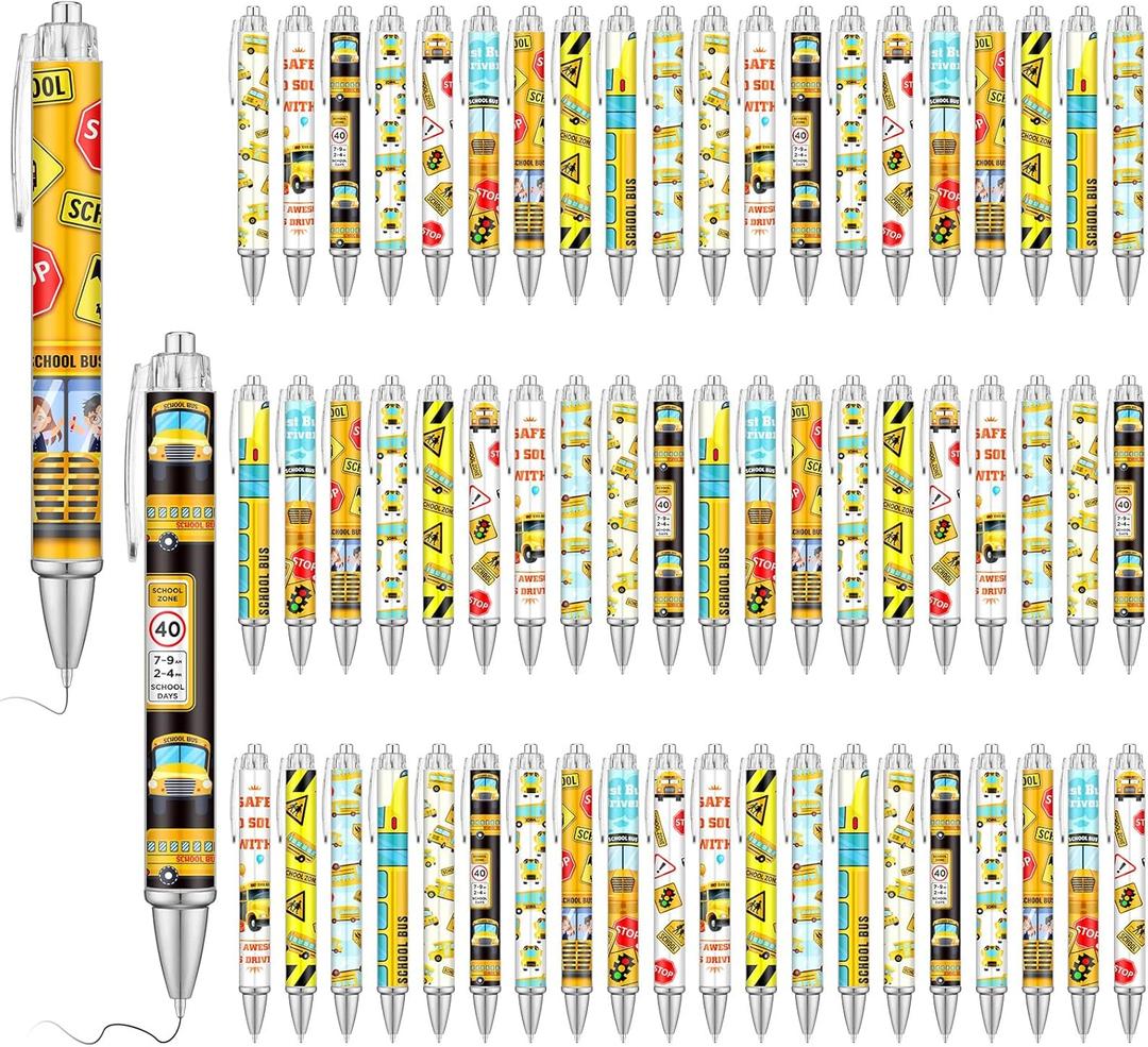 50 Pcs Bus Driver Pens Appreciation Gifts Bulk Funny Ballpoint Pens Motivational Inspirational Thank You Gift for Employee Coworker Student Office Supplies