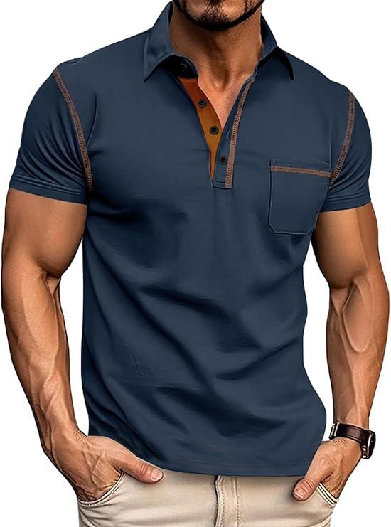 Men's Polo Shirts Short Sleeve Golf Polo T Shirt Lightweight Casual Button Down Shirts Summer Collared with Pocket, Size: XX-Large