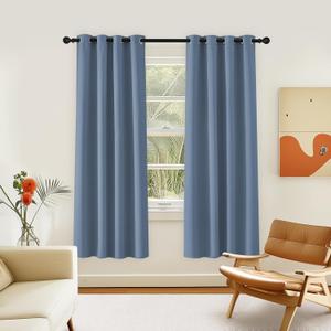 NICETOWN Room Darkening Curtain for Living Room - Energy Saving Thermal Insulated Grommet Room Darkening Curtain/Drape for Bedroom (1 Panel, 46 by 72, Stone Blue)
