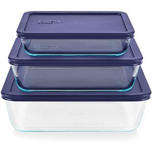 Pyrex Simply Store (2-Pack) Rectangular Glass Food Storage Containers Set, (3 & 11 Cup) Meal Prep Containers With BPA-Free Lids, Dishwasher & Microwave Safe Missing Lid