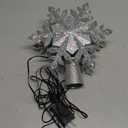 DG-Direct Christmas Tree Topper Lighted with Silver Snowflake Projector, Led Rotating Magic Snowflake, 3D Hollow Glitter Lighted Silver Snow Tree Topper for Christmas Tree Decorations
